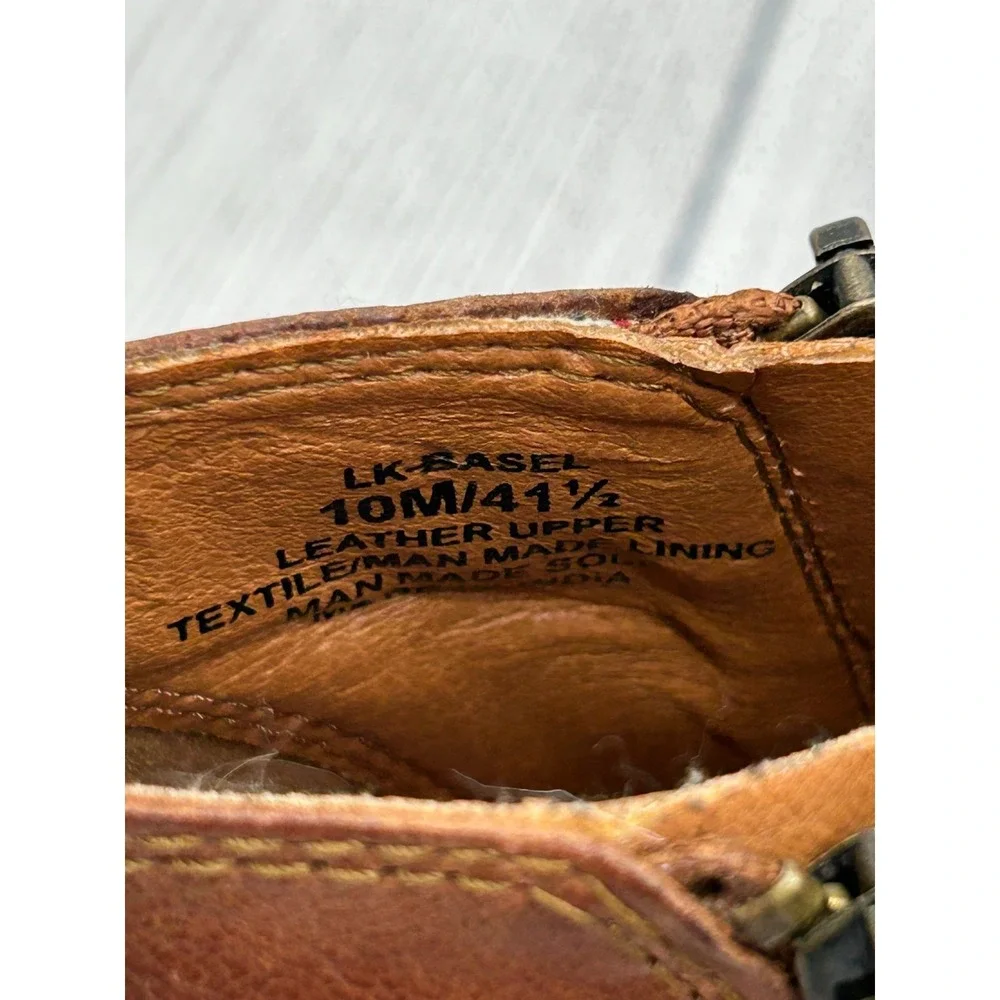 Lucky Brand Basel Ankle Boots Womens 10M Brown Leather Side Zip‎ Block Heel